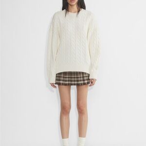 Sunday Best Cream Cable Knit Crew Neck Sweater